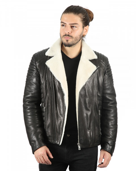 William, schwarz Lammfelljacke Herren 
