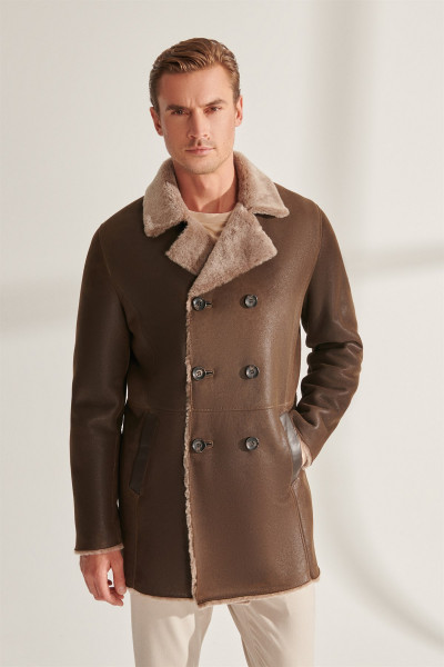 Maurice, braun Lammfelljacke Herren