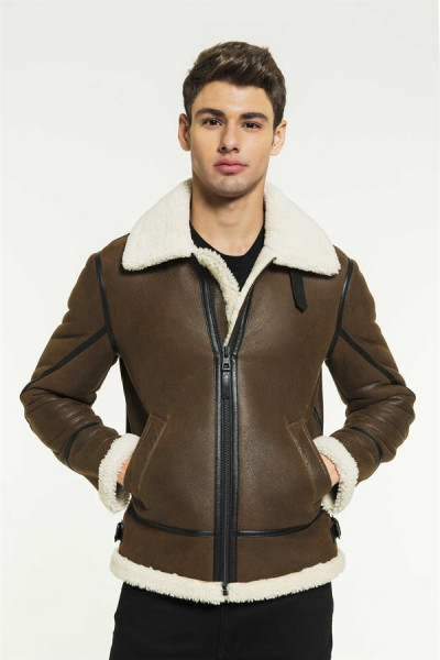 Riley, camel Lammfelljacke Herren 