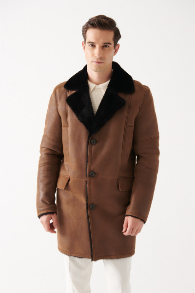 Jack, braun Lammfelljacke Herren