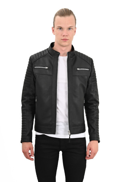 Oliver, schwarz Lederjacke Herren