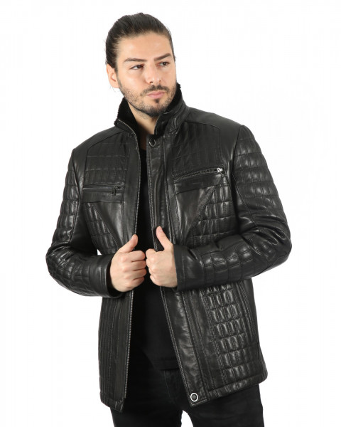 Harvey, schwarz Lammfelljacke Herren 