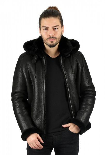 Michael, schwarz Lammfelljacke Herren 