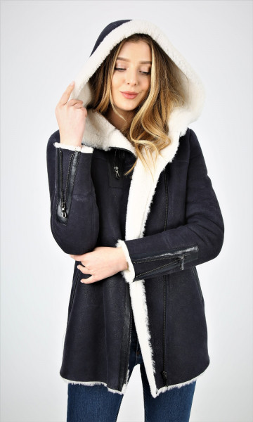 Sara, schwarz Lammfelljacke Damen