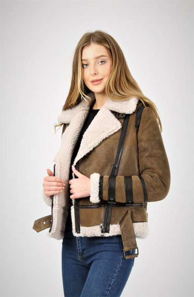 Anna, braun Lammfelljacke Damen