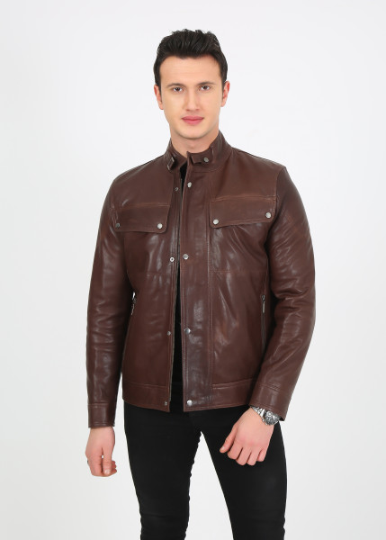 Maxime, braun Lederjacke Herren