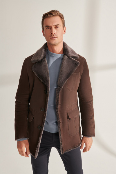 Robert, braun Lammfelljacke Herren