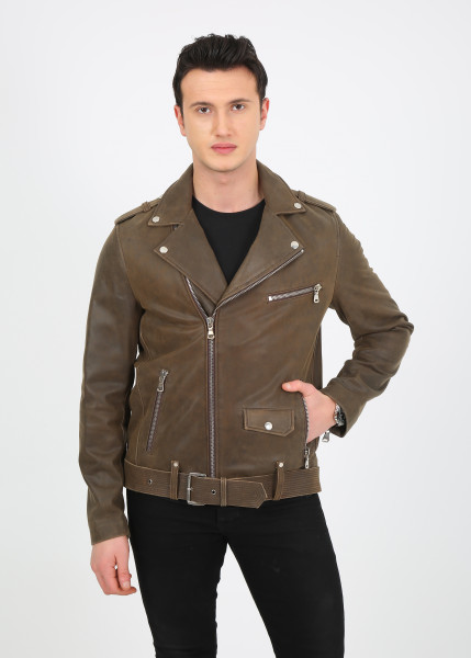 Kylian, braun Lederjacke Herren