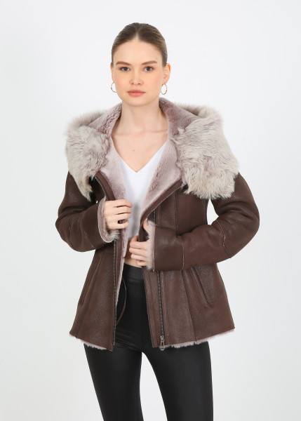Antonia, braun Lammfelljacke Damen