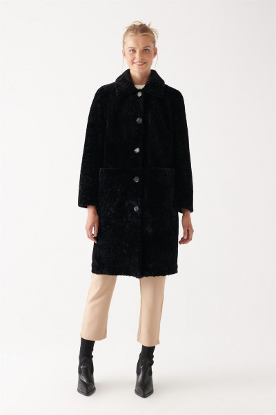Evelyn, schwarz Lammfellmantel Damen