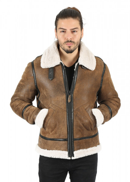 Asher, camel Lammfelljacke Herren