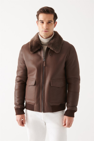 Daniel, Braun Lammfelljacke Herren 