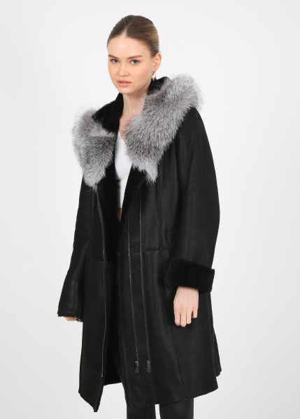 Helena, schwarz Lammfellmantel Damen
