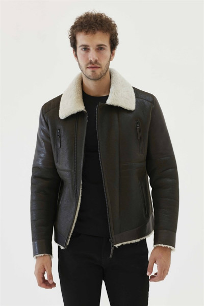 Reuben, dunkelgrün Lammfelljacke Herren